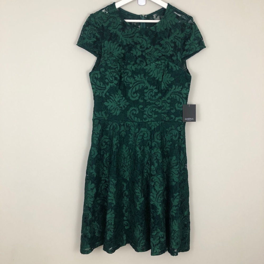 Marina Lace Cap Sleeve Fit & Flare Dress